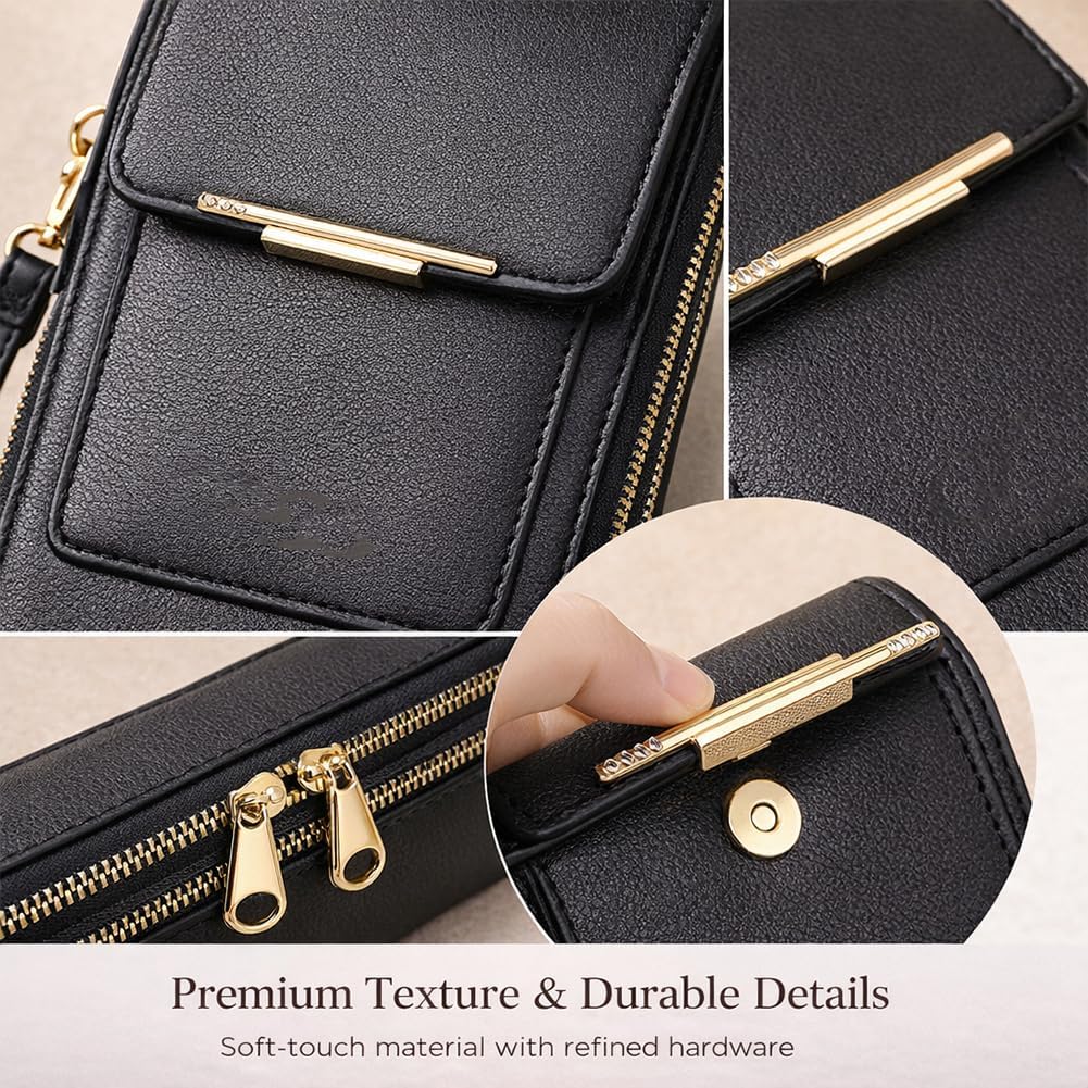 Touch Screen Phone Crossbody Bag, Waterproof PU Leather with Adjustable Shoulder Straps, for Women Outdoor, Travel