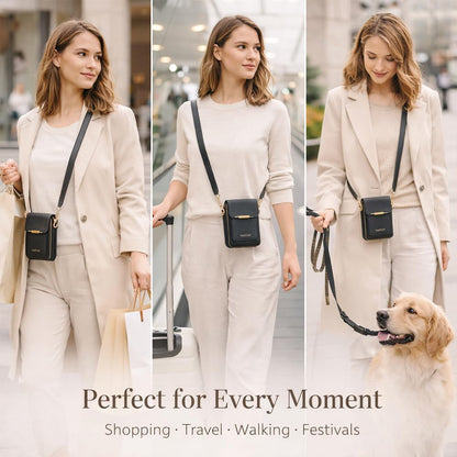 Touch Screen Phone Crossbody Bag, Waterproof PU Leather with Adjustable Shoulder Straps, for Women Outdoor, Travel