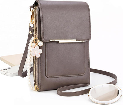 Touch Screen Phone Crossbody Bag, Waterproof PU Leather with Adjustable Shoulder Straps, for Women Outdoor, Travel