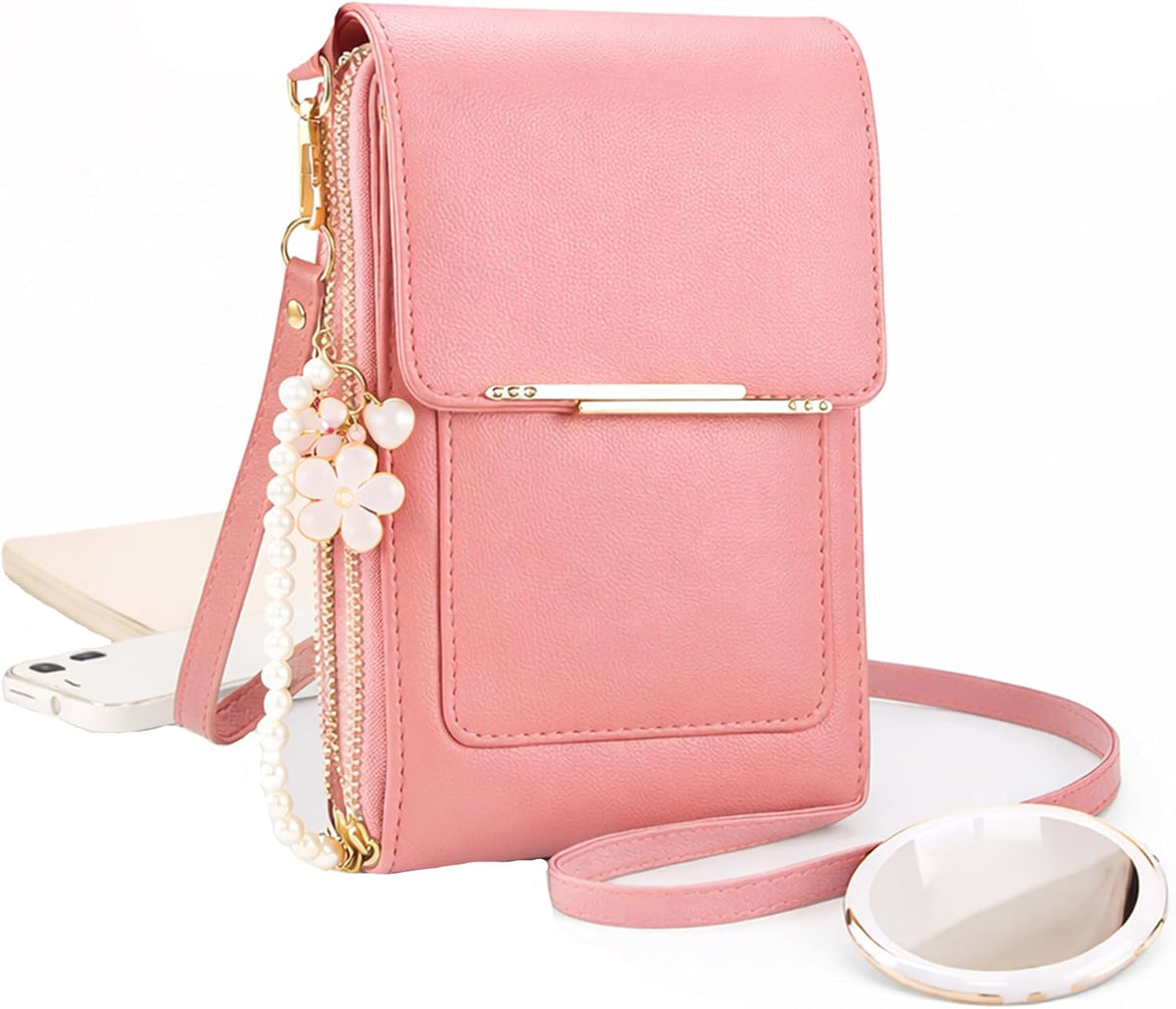 Touch Screen Phone Crossbody Bag, Waterproof PU Leather with Adjustable Shoulder Straps, for Women Outdoor, Travel