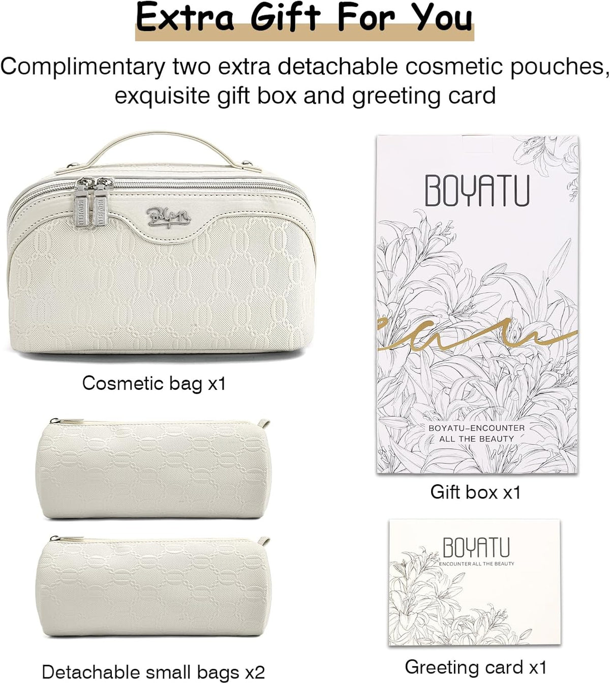 Travel Makeup Bag for Women: Large Cosmetic Bag Set of 3 - PU Leather Make up Bag with Compartments - Compact Waterproof Toiletry Bag with Divider & Handle (D-4-Red) - Colors B