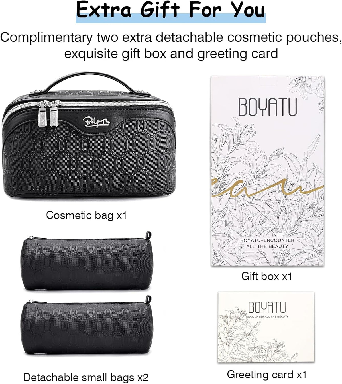 Travel Makeup Bag for Women: Large Cosmetic Bag Set of 3 - PU Leather Make up Bag with Compartments - Compact Waterproof Toiletry Bag with Divider & Handle (D-4-Red) - Colors B