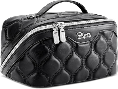 Travel Makeup Bag for Women: Large Cosmetic Bag Set of 3 - PU Leather Make up Bag with Compartments - Compact Waterproof Toiletry Bag with Divider & Handle (D-4-Red) - Colors B