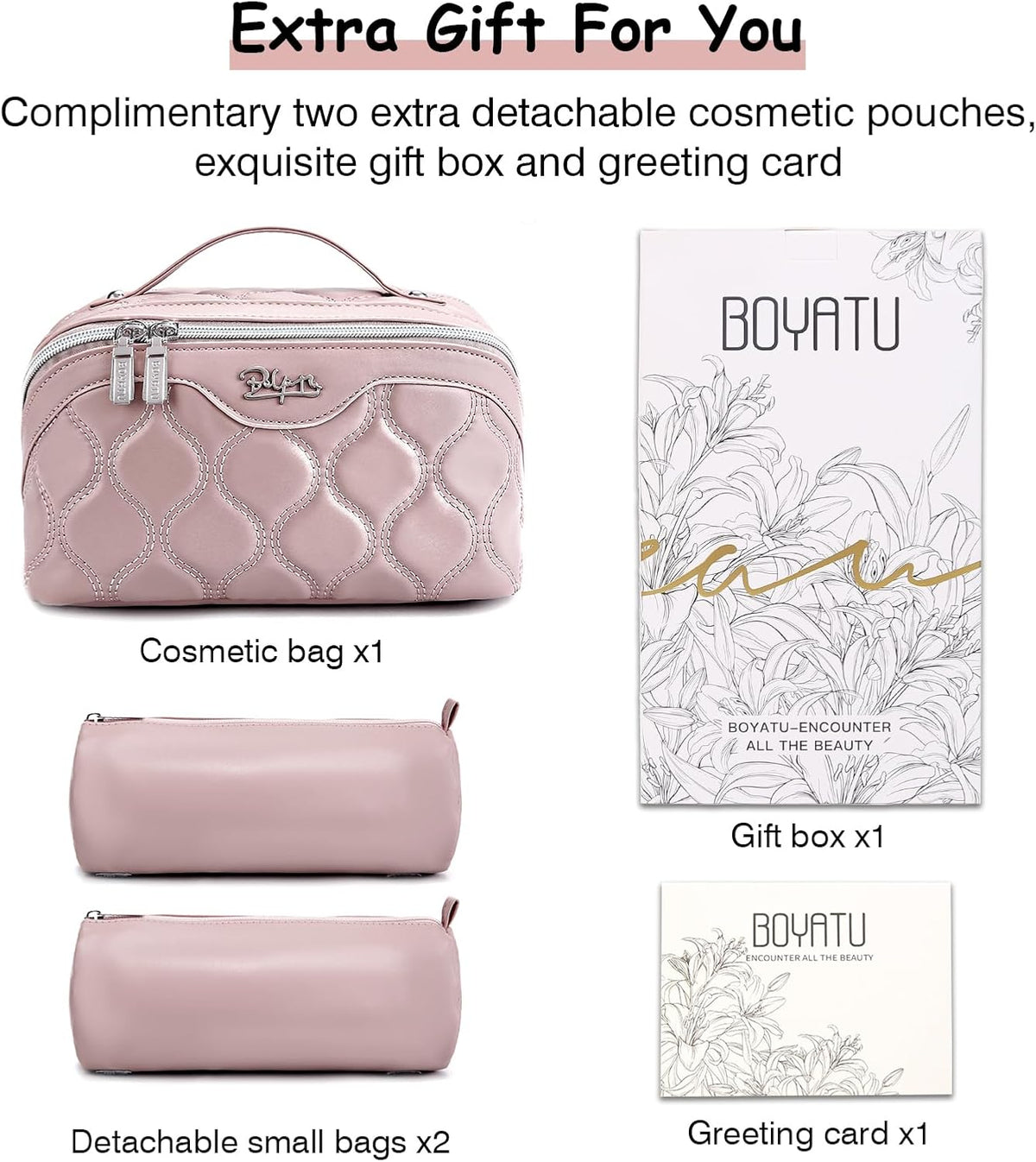 Travel Makeup Bag for Women: Large Cosmetic Bag Set of 3 - PU Leather Make up Bag with Compartments - Compact Waterproof Toiletry Bag with Divider & Handle (D-4-Red) - Colors B