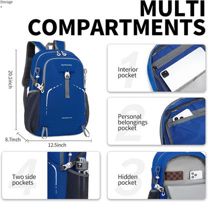 35L Lightweight Packable Backpack – Durable Foldable Daypack for Travel, Hiking, and Gym (Sky-Blue)