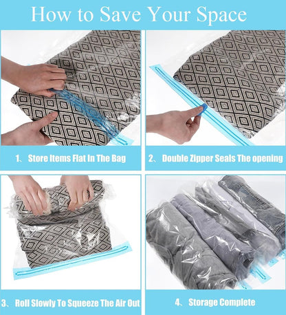 2 Pcs Storage Bags, Transparent Vacuum Compression Luggage & Home Space Saving Bags for Clothing