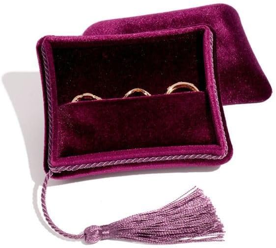 Velvet Jewelry Box Organizer for Women, Travel Jewelry Case with Tassel, Elegant Holder for Bracelets, Earrings, Rings, Necklaces(Red)