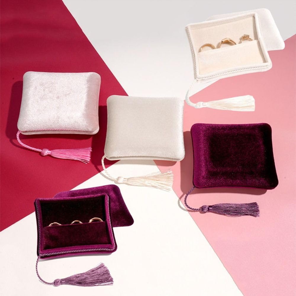 Velvet Jewelry Box Organizer for Women, Travel Jewelry Case with Tassel, Elegant Holder for Bracelets, Earrings, Rings, Necklaces(Red)