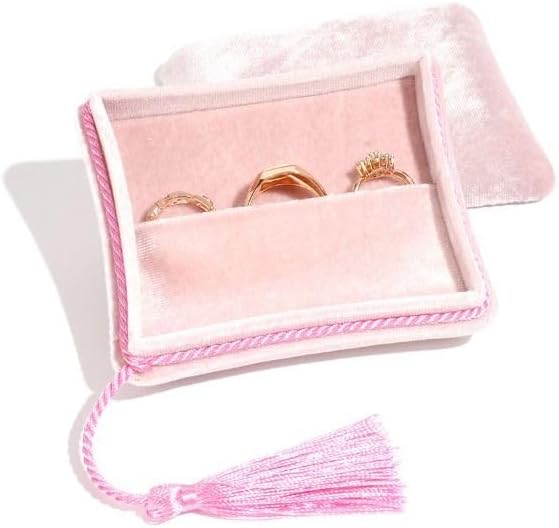 Velvet Jewelry Box Organizer for Women, Travel Jewelry Case with Tassel, Elegant Holder for Bracelets, Earrings, Rings, Necklaces(Red)
