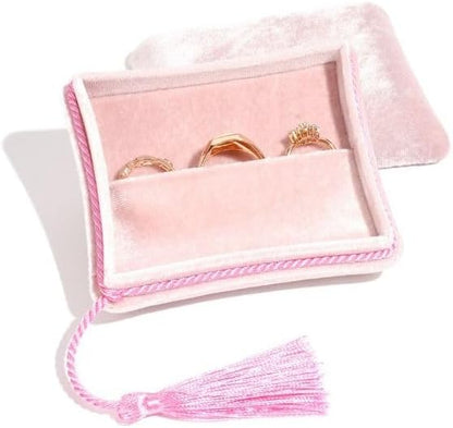 Velvet Jewelry Box Organizer for Women, Travel Jewelry Case with Tassel, Elegant Holder for Bracelets, Earrings, Rings, Necklaces(Red)