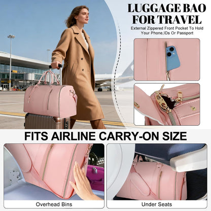 Garment Bags for Travel, Convertible Carry On Garment Duffle Bag for Men & Women with Shoe Pouch & Shoulder Strap, PU Leather, 2 in 1 Hanging Suitcase Suit Bag, Beige