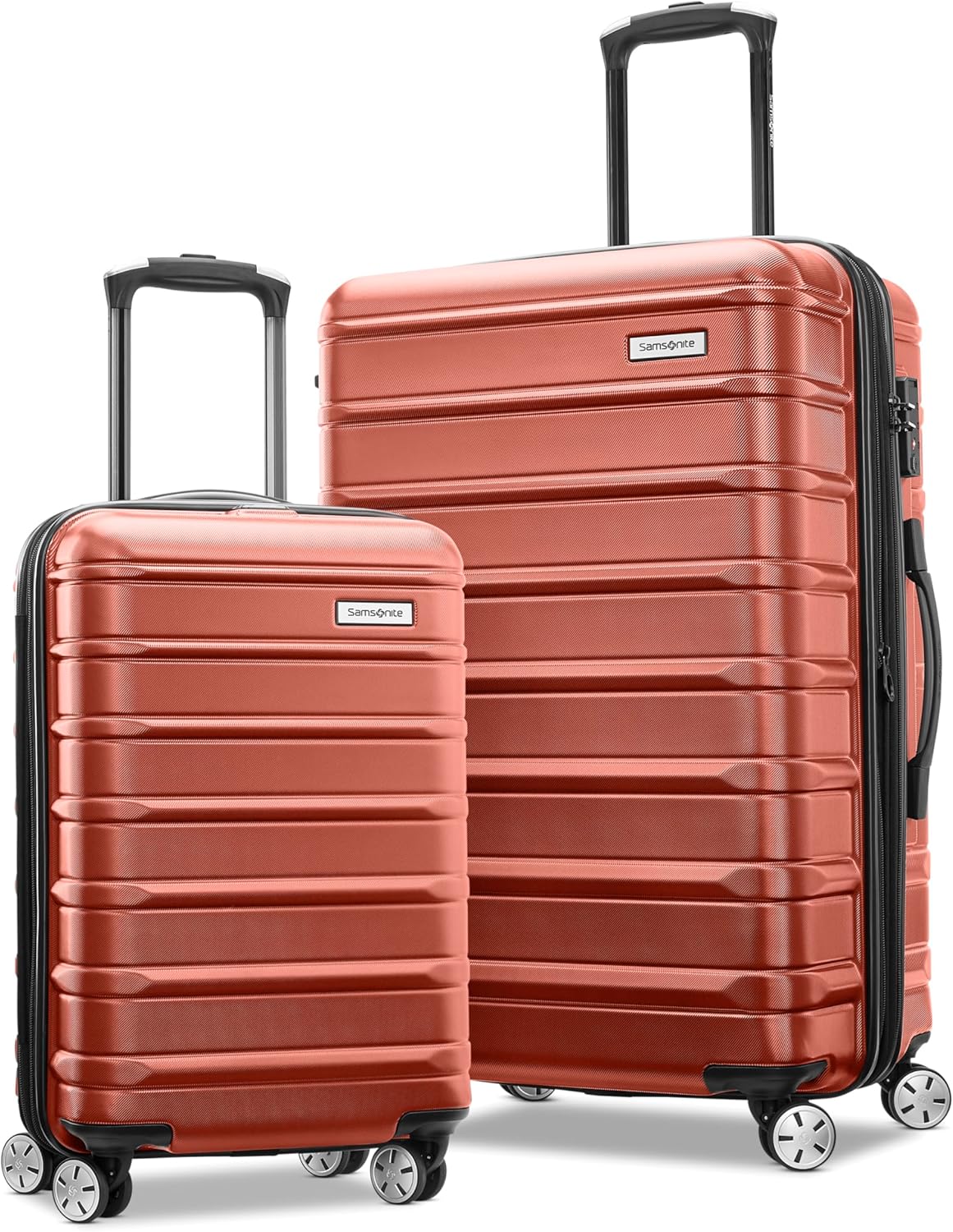 Omni 2 International Carry-On Luggage with 360° Spinner Wheels - Scratch Resistant Hardshell - TSA, Airline-Approved - Expandable Polycarbonate Shell for Lightweight Travel - Rose Gold