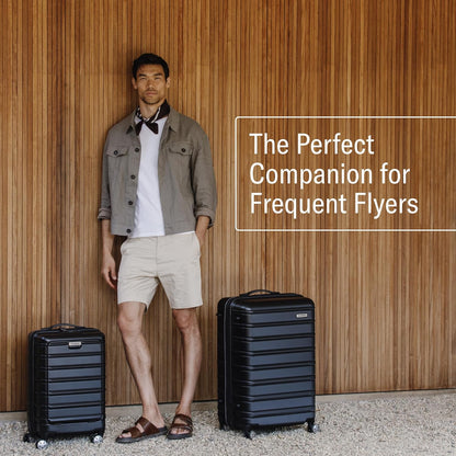 Omni 2 International Carry-On Luggage with 360° Spinner Wheels - Scratch Resistant Hardshell - TSA, Airline-Approved - Expandable Polycarbonate Shell for Lightweight Travel - Rose Gold