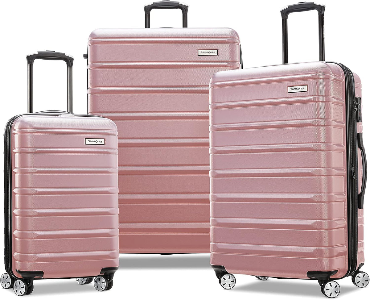 Omni 2 International Carry-On Luggage with 360° Spinner Wheels - Scratch Resistant Hardshell - TSA, Airline-Approved - Expandable Polycarbonate Shell for Lightweight Travel - Rose Gold