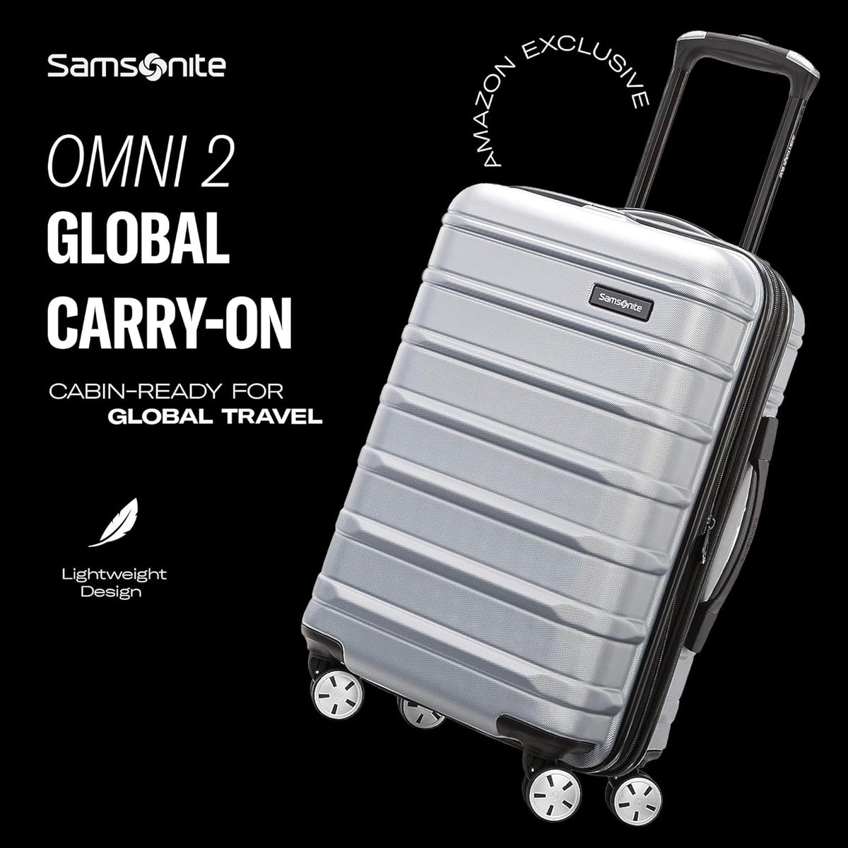 Omni 2 International Carry-On Luggage with 360° Spinner Wheels - Scratch Resistant Hardshell - TSA, Airline-Approved - Expandable Polycarbonate Shell for Lightweight Travel - Rose Gold