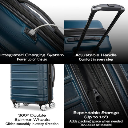 Omni 2 International Carry-On Luggage with 360° Spinner Wheels - Scratch Resistant Hardshell - TSA, Airline-Approved - Expandable Polycarbonate Shell for Lightweight Travel - Rose Gold