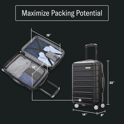Omni 2 International Carry-On Luggage with 360° Spinner Wheels - Scratch Resistant Hardshell - TSA, Airline-Approved - Expandable Polycarbonate Shell for Lightweight Travel - Rose Gold