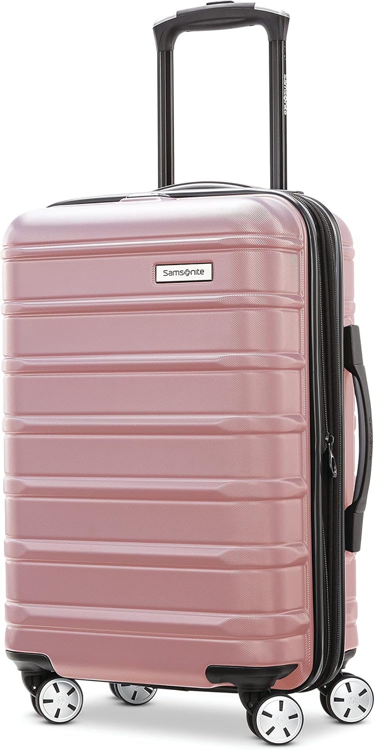 Omni 2 International Carry-On Luggage with 360° Spinner Wheels - Scratch Resistant Hardshell - TSA, Airline-Approved - Expandable Polycarbonate Shell for Lightweight Travel - Rose Gold
