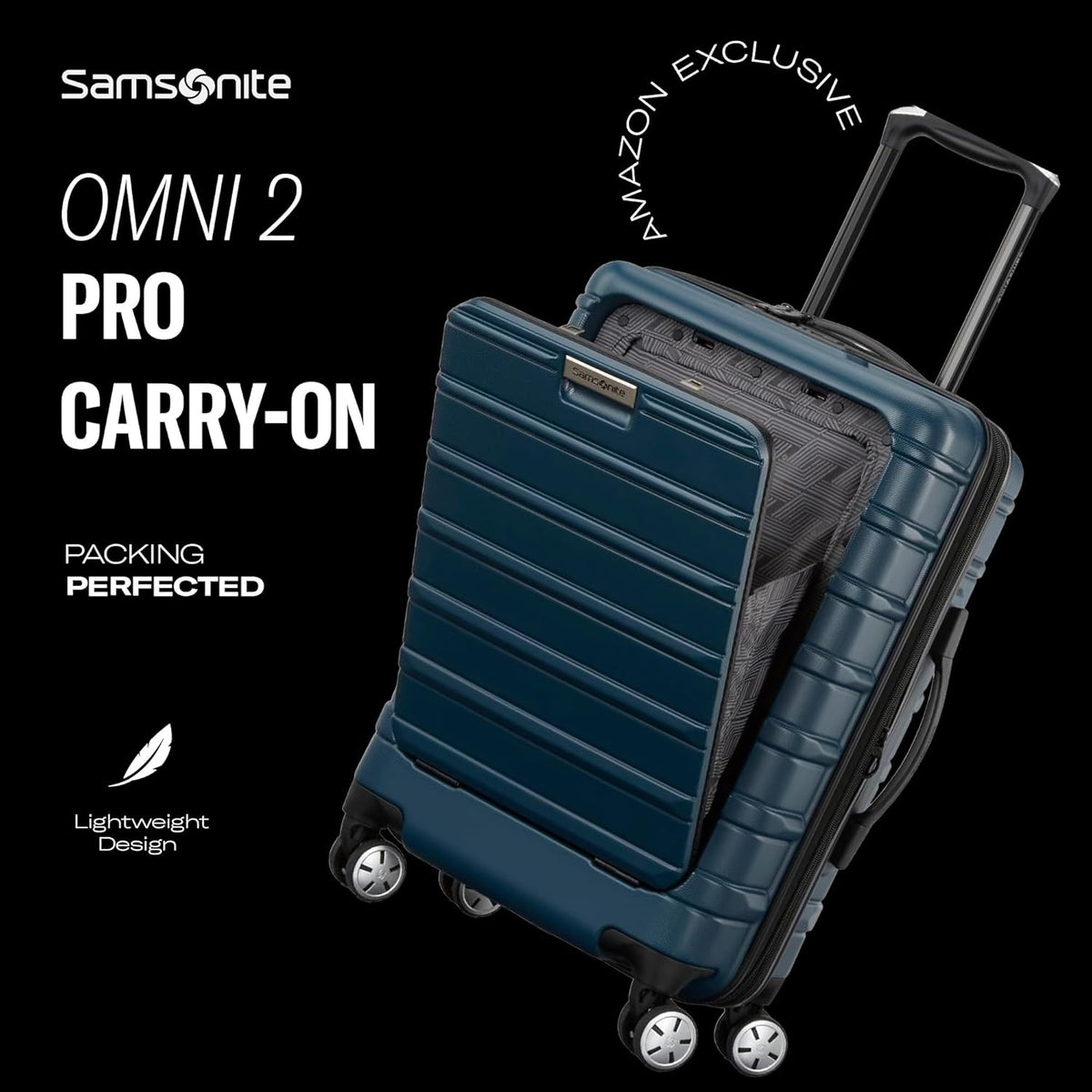 Omni 2 International Carry-On Luggage with 360° Spinner Wheels - Scratch Resistant Hardshell - TSA, Airline-Approved - Expandable Polycarbonate Shell for Lightweight Travel - Rose Gold