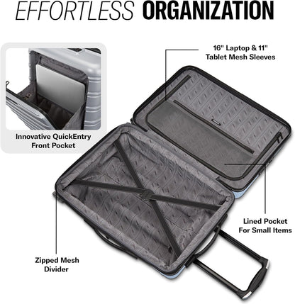 Omni 2 International Carry-On Luggage with 360° Spinner Wheels - Scratch Resistant Hardshell - TSA, Airline-Approved - Expandable Polycarbonate Shell for Lightweight Travel - Rose Gold