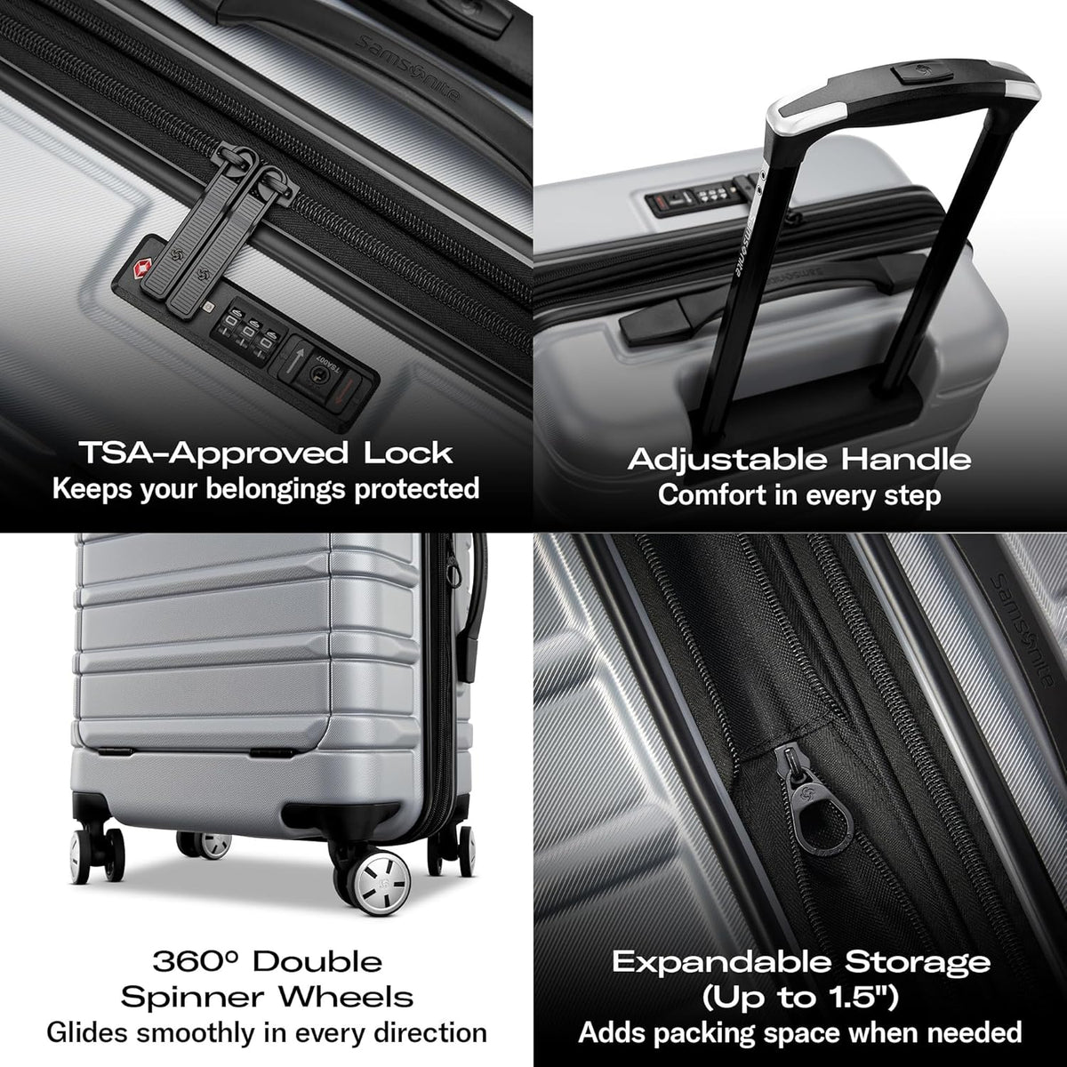 Omni 2 International Carry-On Luggage with 360° Spinner Wheels - Scratch Resistant Hardshell - TSA, Airline-Approved - Expandable Polycarbonate Shell for Lightweight Travel - Rose Gold