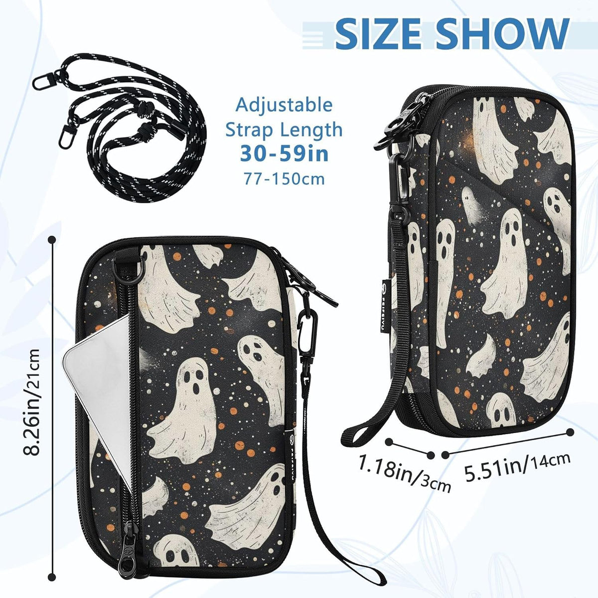 Halloween Ghosts Travel Passport Holder RFID Blocking Wallet | Family Passport Book Wallet, Waterproof Travel Document Organizer Clutch Bag Credit Cards Case Cover for Women Men