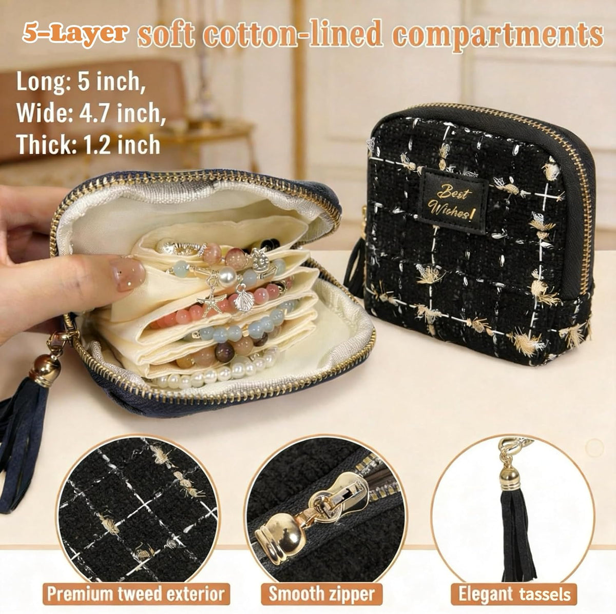 2026 New Travel Jewelry Case Portable Organizer(For Rings, Bracelets, Bangles) Small Jewelry Bags,Travel Jewelry Organizer,Gift For Mother's Day (light pink)