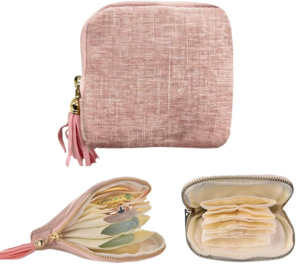 2026 New Travel Jewelry Case Portable Organizer(For Rings, Bracelets, Bangles) Small Jewelry Bags,Travel Jewelry Organizer,Gift For Mother's Day (light pink)
