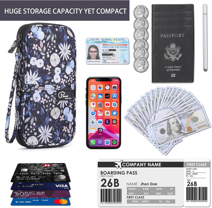 RFID Travel Passport Wallet, Family Passport Holder, Trip Document Organizer P.Travel Series