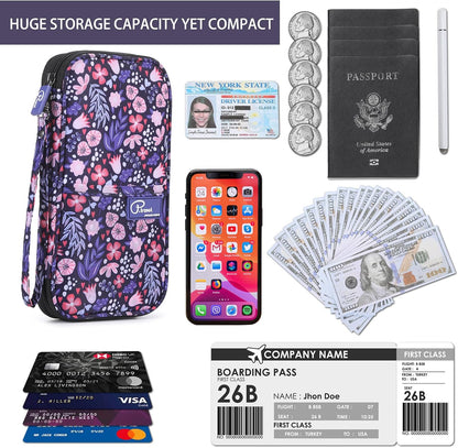 RFID Travel Passport Wallet, Family Passport Holder, Trip Document Organizer P.Travel Series
