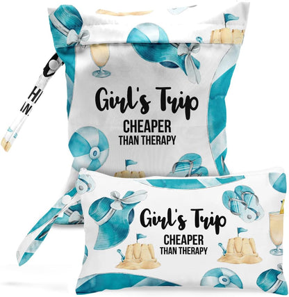 Wet Bag, Wet Dry Bag, Wet Bag for Swimsuit, Travel, Beach, Pool, Diapers, Dirty Yoga Gym Clothes, Toiletries, Makeup Bag, Waterproof Reusable Cute Beach Bag Bee Flower Decor, 2 Pcs Set.