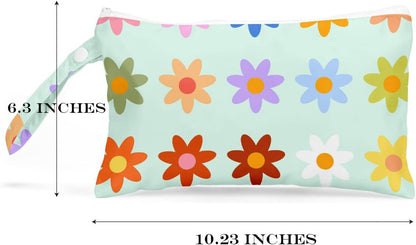 Wet Bag, Wet Dry Bag, Wet Bag for Swimsuit, Travel, Beach, Pool, Diapers, Dirty Yoga Gym Clothes, Toiletries, Makeup Bag, Waterproof Reusable Cute Beach Bag Bee Flower Decor, 2 Pcs Set.