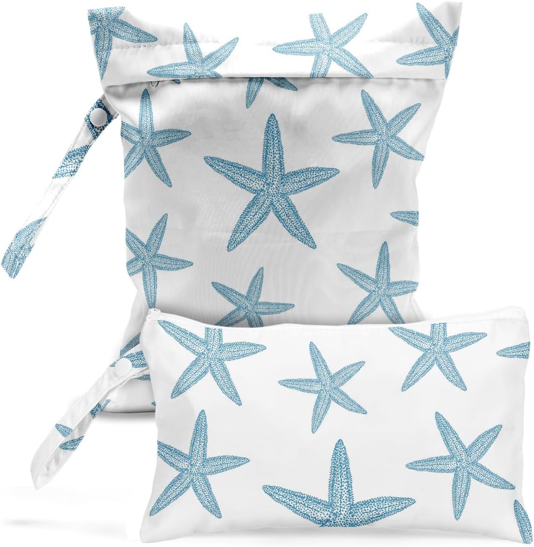 Wet Bag, Wet Dry Bag, Wet Bag for Swimsuit, Travel, Beach, Pool, Diapers, Dirty Yoga Gym Clothes, Toiletries, Makeup Bag, Waterproof Reusable Cute Beach Bag Bee Flower Decor, 2 Pcs Set.