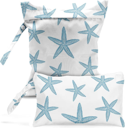 Wet Bag, Wet Dry Bag, Wet Bag for Swimsuit, Travel, Beach, Pool, Diapers, Dirty Yoga Gym Clothes, Toiletries, Makeup Bag, Waterproof Reusable Cute Beach Bag Bee Flower Decor, 2 Pcs Set.