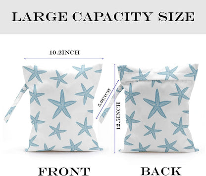 Wet Bag, Wet Dry Bag, Wet Bag for Swimsuit, Travel, Beach, Pool, Diapers, Dirty Yoga Gym Clothes, Toiletries, Makeup Bag, Waterproof Reusable Cute Beach Bag Bee Flower Decor, 2 Pcs Set.