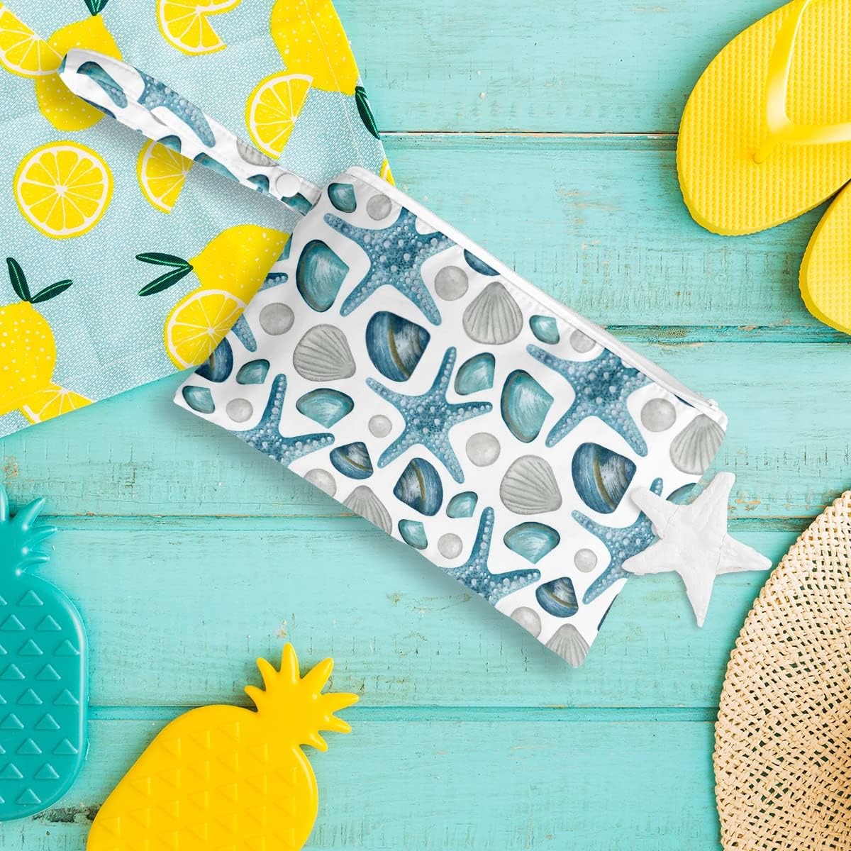 Wet Bag, Wet Dry Bag, Wet Bag for Swimsuit, Travel, Beach, Pool, Diapers, Dirty Yoga Gym Clothes, Toiletries, Makeup Bag, Waterproof Reusable Cute Beach Bag Bee Flower Decor, 2 Pcs Set.