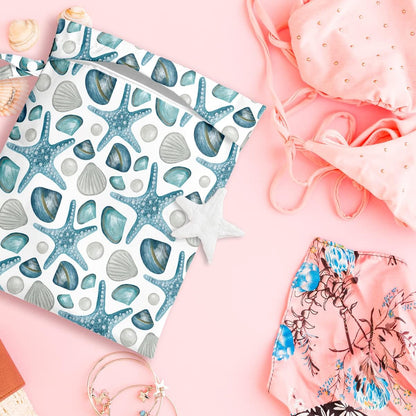 Wet Bag, Wet Dry Bag, Wet Bag for Swimsuit, Travel, Beach, Pool, Diapers, Dirty Yoga Gym Clothes, Toiletries, Makeup Bag, Waterproof Reusable Cute Beach Bag Bee Flower Decor, 2 Pcs Set.