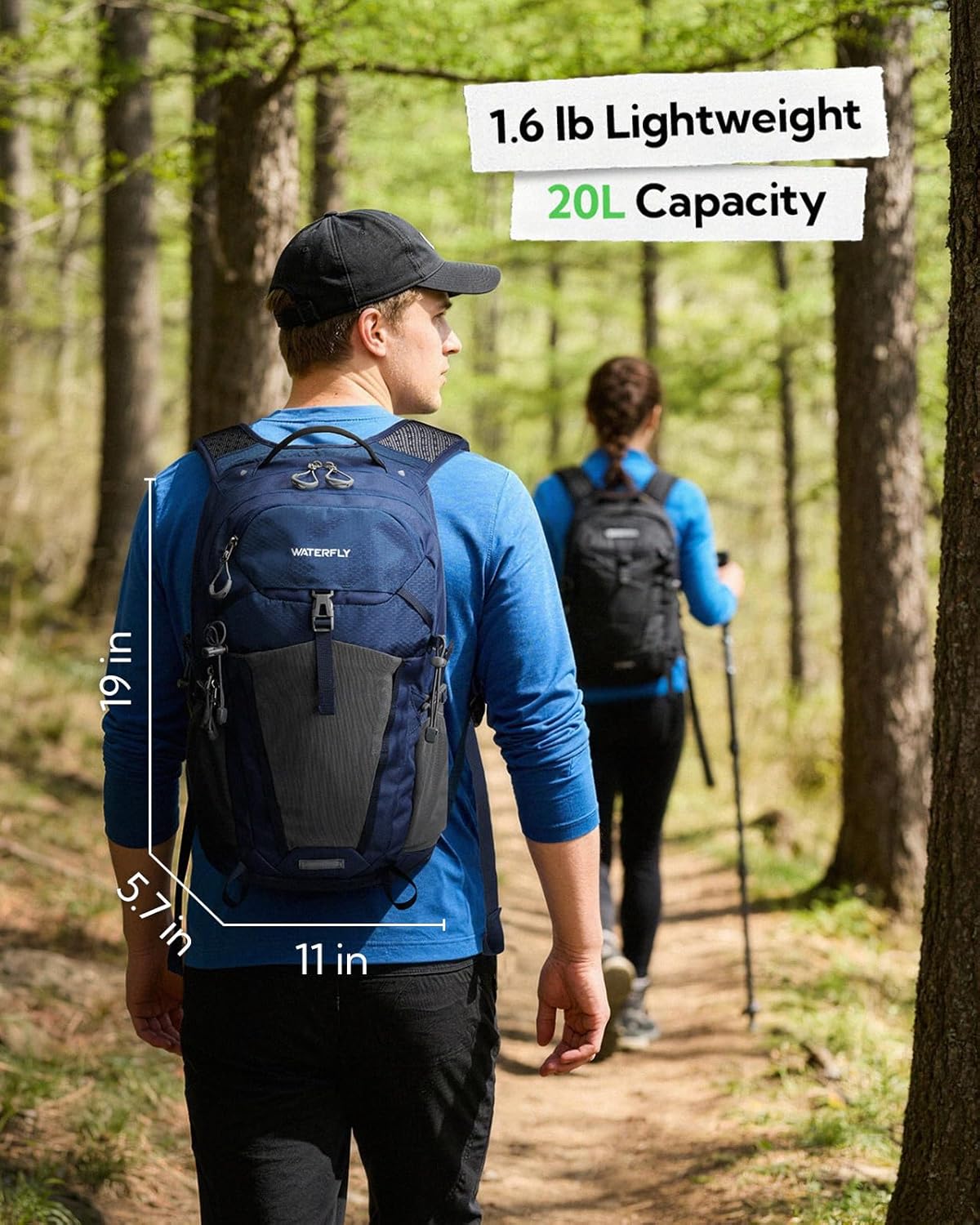 Small Lightweight Hiking Backpack: 20L Outdoor Daypack with Phone Pocket, Hydration Compatible, Breathable Backpanel, Multi-Compartment for Camping Trekking Travel Women Men