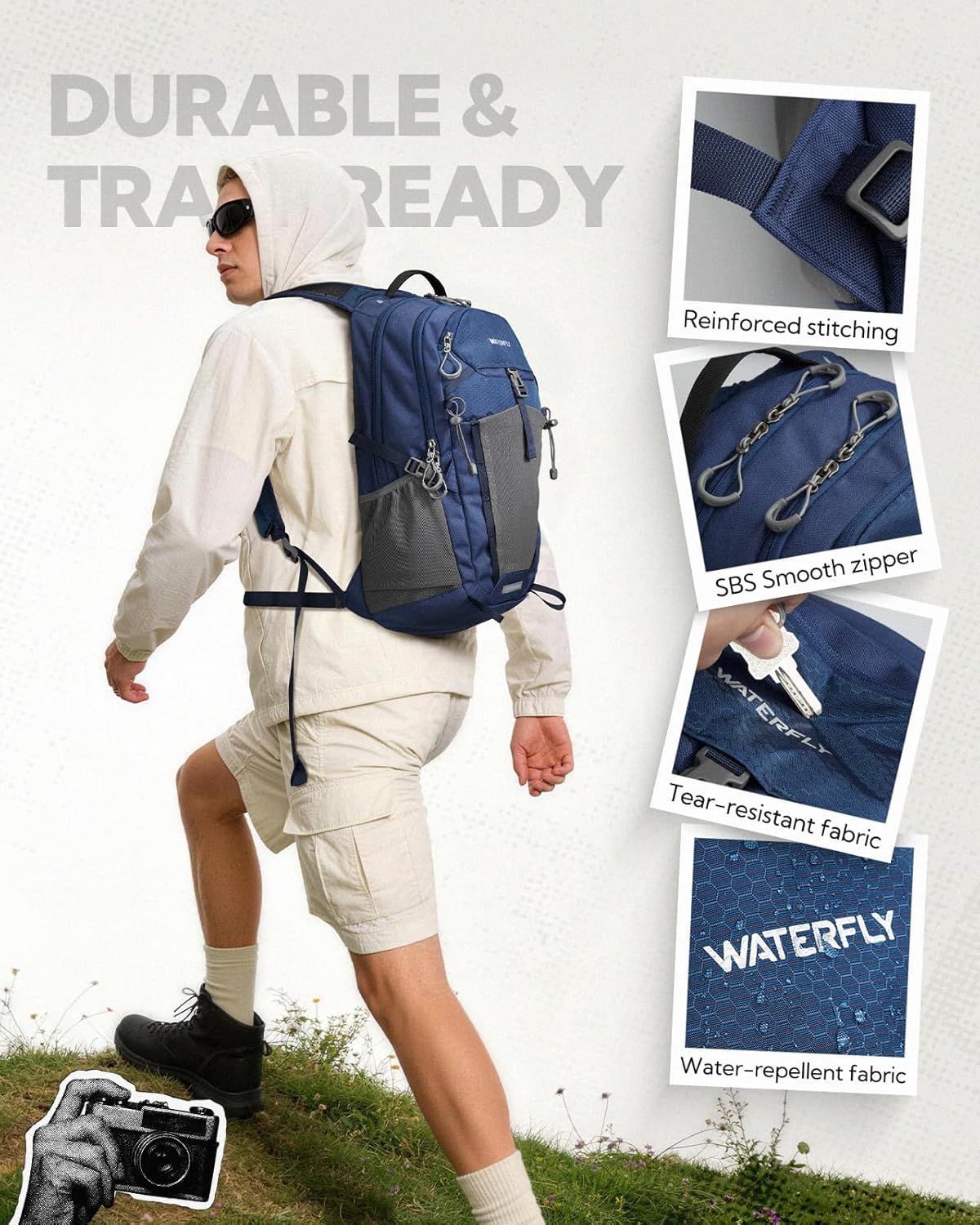 Small Lightweight Hiking Backpack: 20L Outdoor Daypack with Phone Pocket, Hydration Compatible, Breathable Backpanel, Multi-Compartment for Camping Trekking Travel Women Men