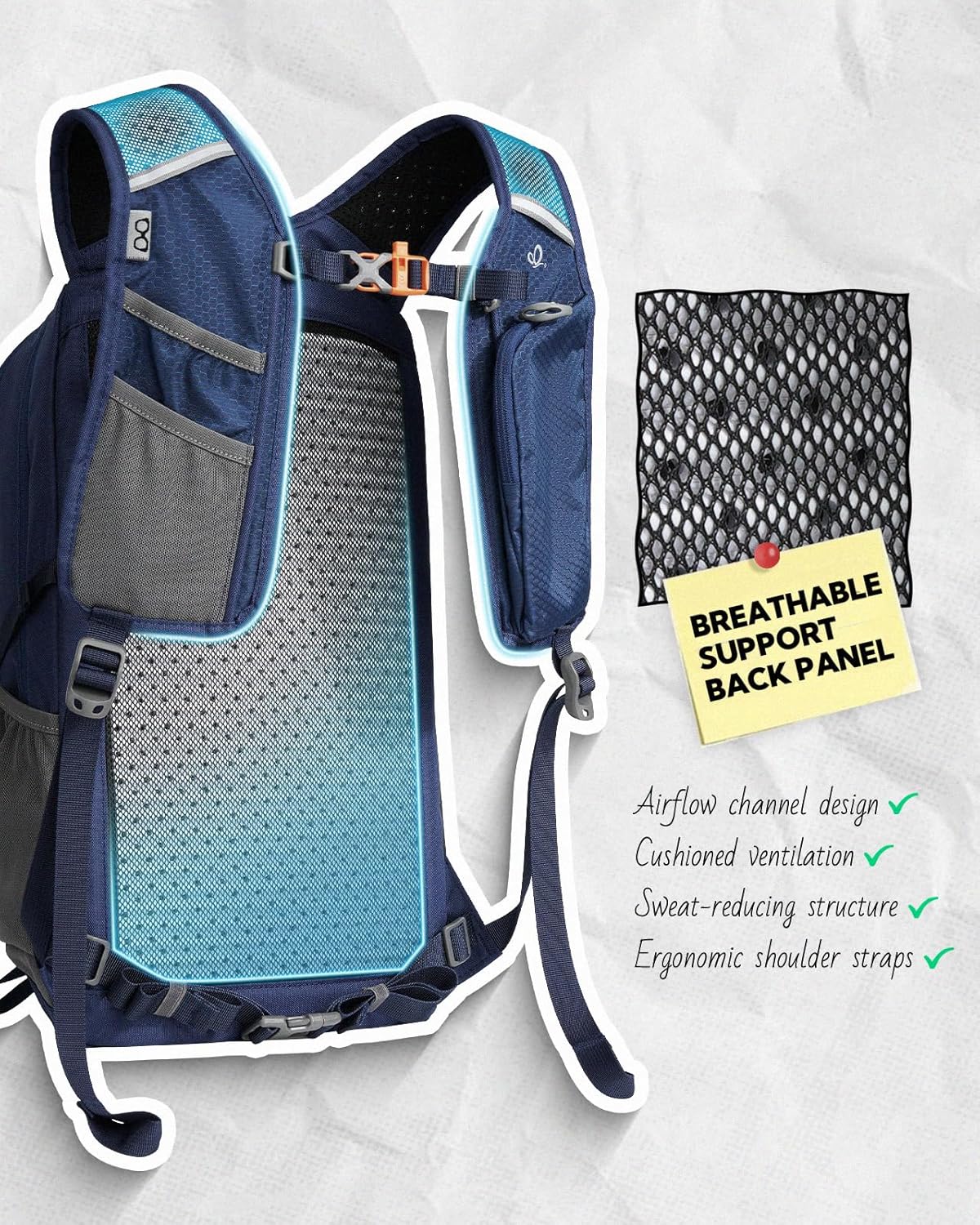 Small Lightweight Hiking Backpack: 20L Outdoor Daypack with Phone Pocket, Hydration Compatible, Breathable Backpanel, Multi-Compartment for Camping Trekking Travel Women Men