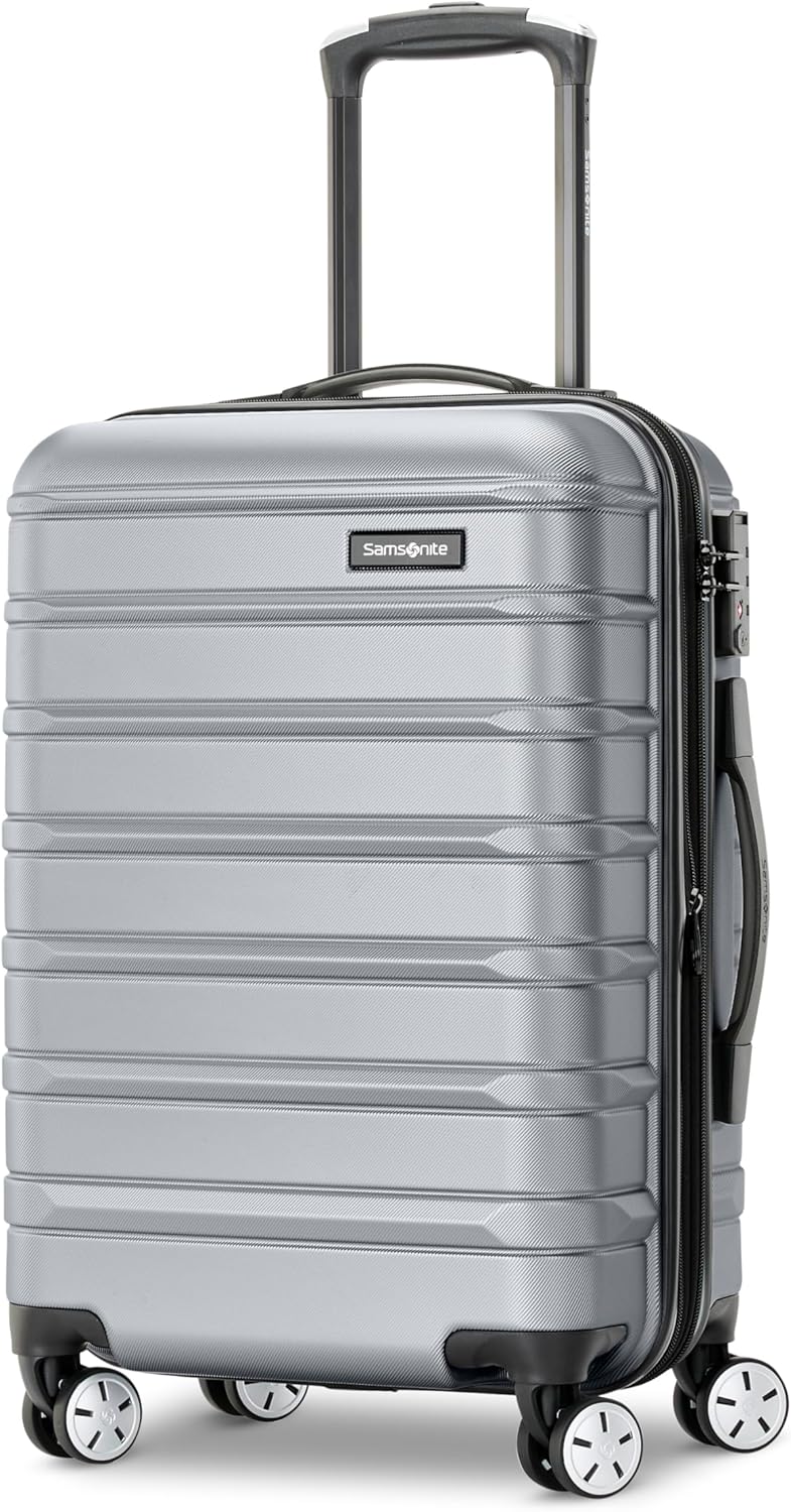 Omni 2 Domestic Carry-On Luggage - 22x14x9 Airline-Approved - Features Expandable Polycarbonate Shell, 360° Wheels, TSA Lock - Amazon Exclusive - Artic Silver