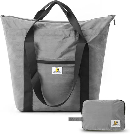 Foldable Travel Bag, 26L Duffle Bag for Travel, Expandable Second Carry-On Bag for Travel & Shopping, Water-Resistant Personal Item Bag, Black