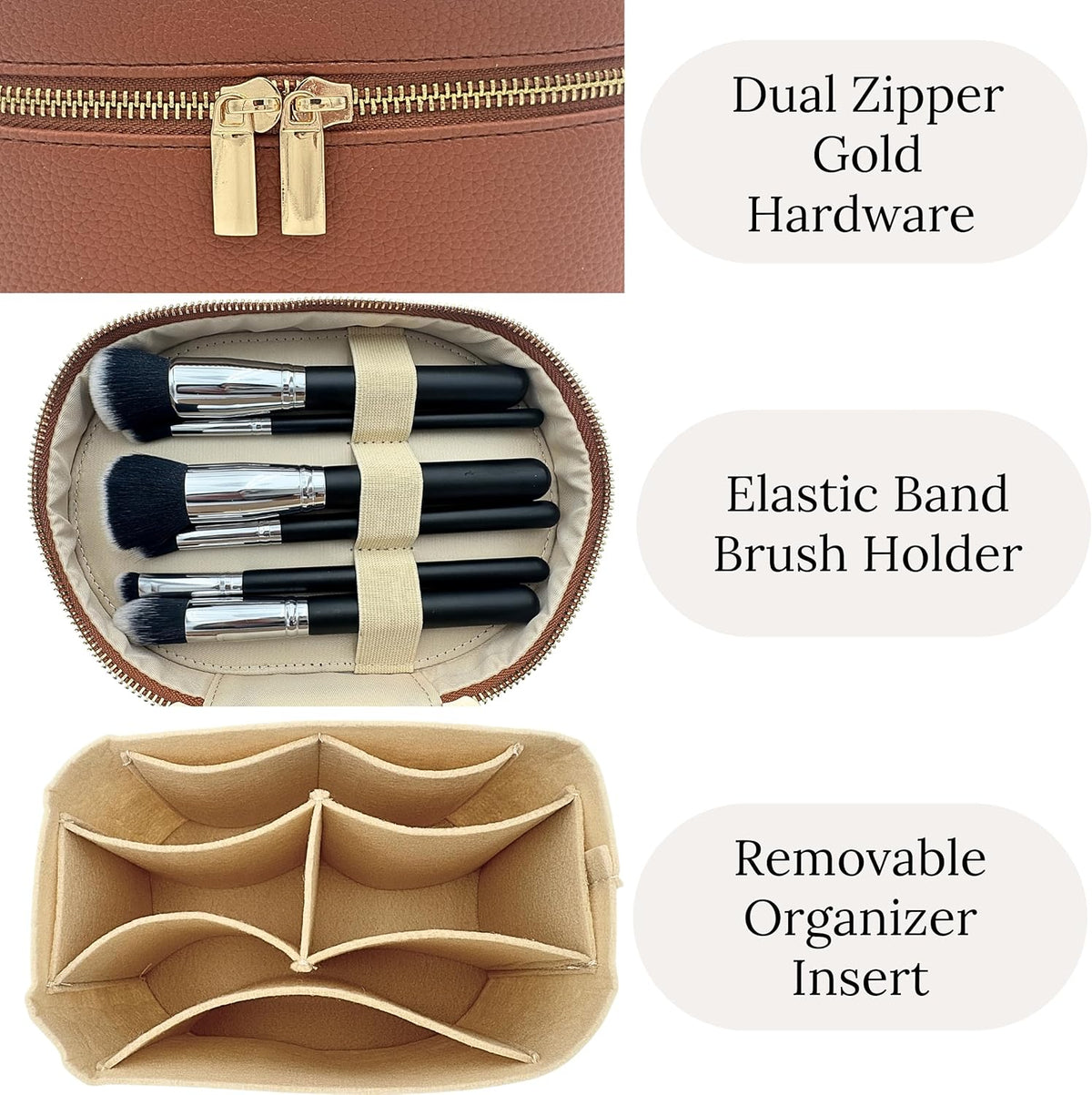 Vanity Case Makeup Bag with Removable Organizer Divider, Travel Toiletry Cosmetic Organizer for Women