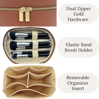 Vanity Case Makeup Bag with Removable Organizer Divider, Travel Toiletry Cosmetic Organizer for Women