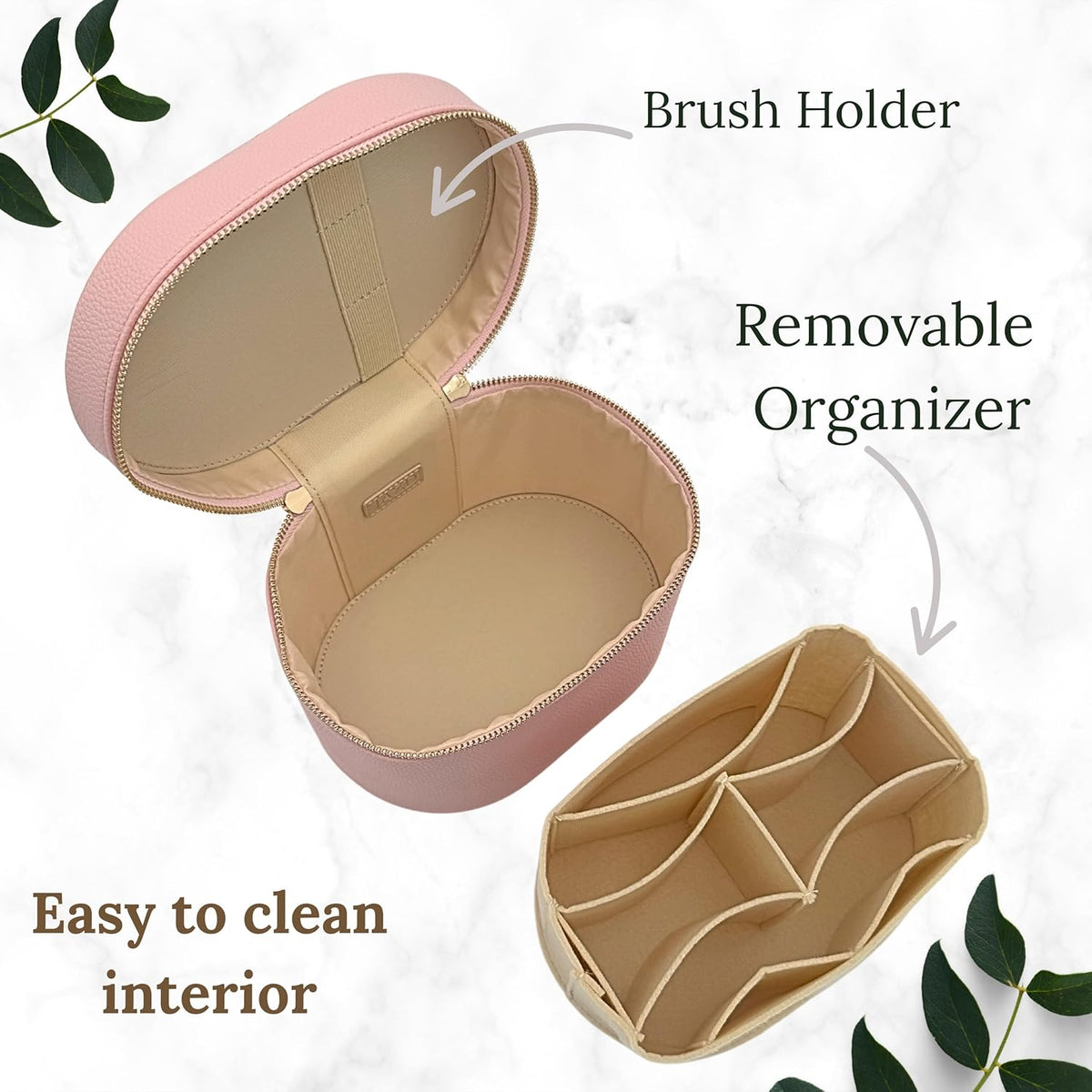 Vanity Case Makeup Bag with Removable Organizer Divider, Travel Toiletry Cosmetic Organizer for Women