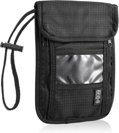 Travel Neck Wallet, RFID Blocking Waterproof Passport Pouch ﻿ | RFID Blocking Waterproof Nylon Travel Neck Wallet Lightweight Hidden Security Passport Money Pouch with Adjustable Strap