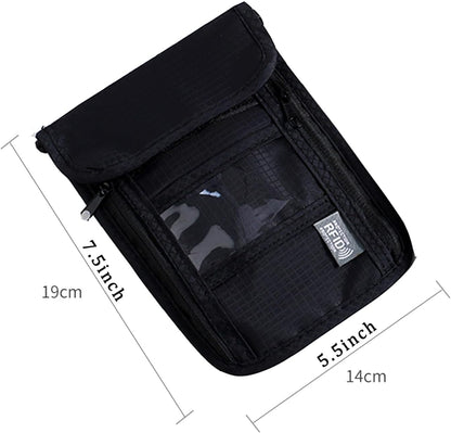 Travel Neck Wallet, RFID Blocking Waterproof Passport Pouch ﻿ | RFID Blocking Waterproof Nylon Travel Neck Wallet Lightweight Hidden Security Passport Money Pouch with Adjustable Strap