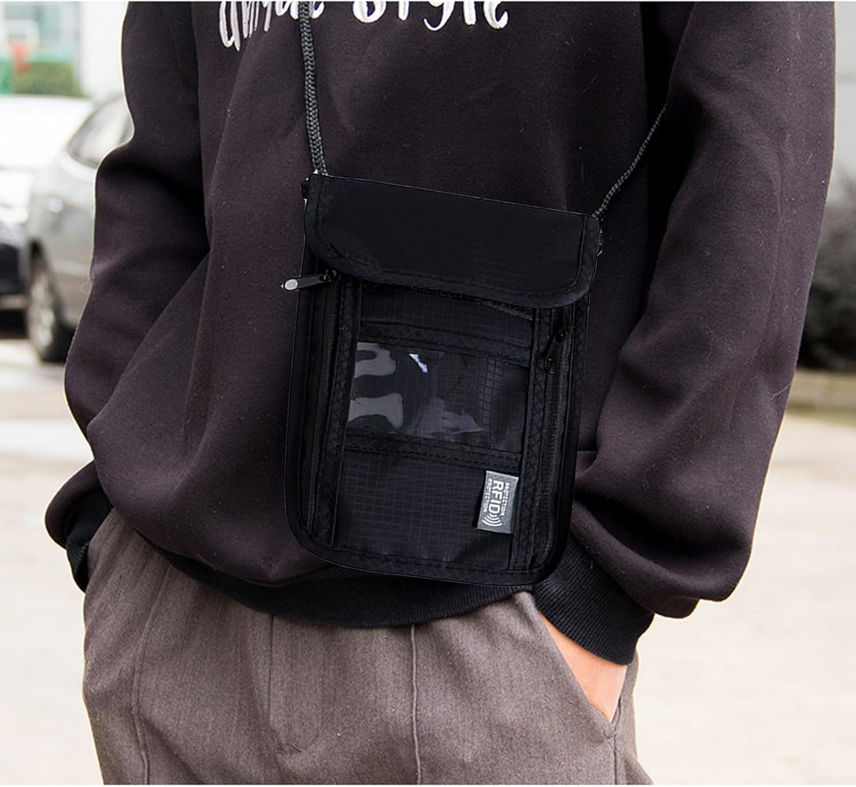Travel Neck Wallet, RFID Blocking Waterproof Passport Pouch ﻿ | RFID Blocking Waterproof Nylon Travel Neck Wallet Lightweight Hidden Security Passport Money Pouch with Adjustable Strap