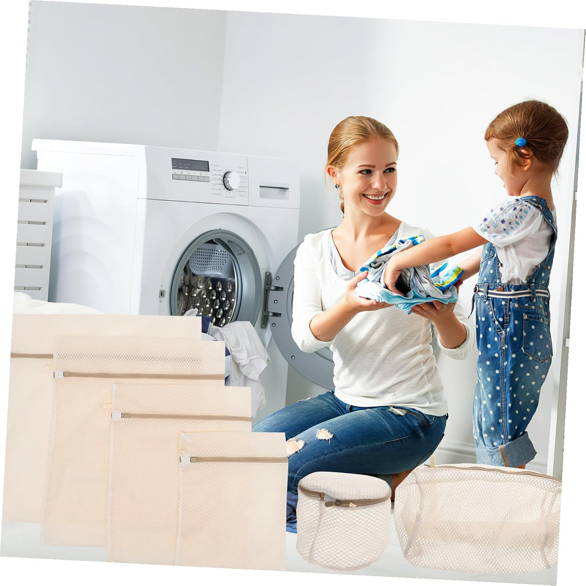 6pcs Mesh Laundry Bags with Zipper for Delicate Clothes Washing Clothing Organizer for Underwear Socks Gloves Protective Washing Machine Bags for Travel and Home Use