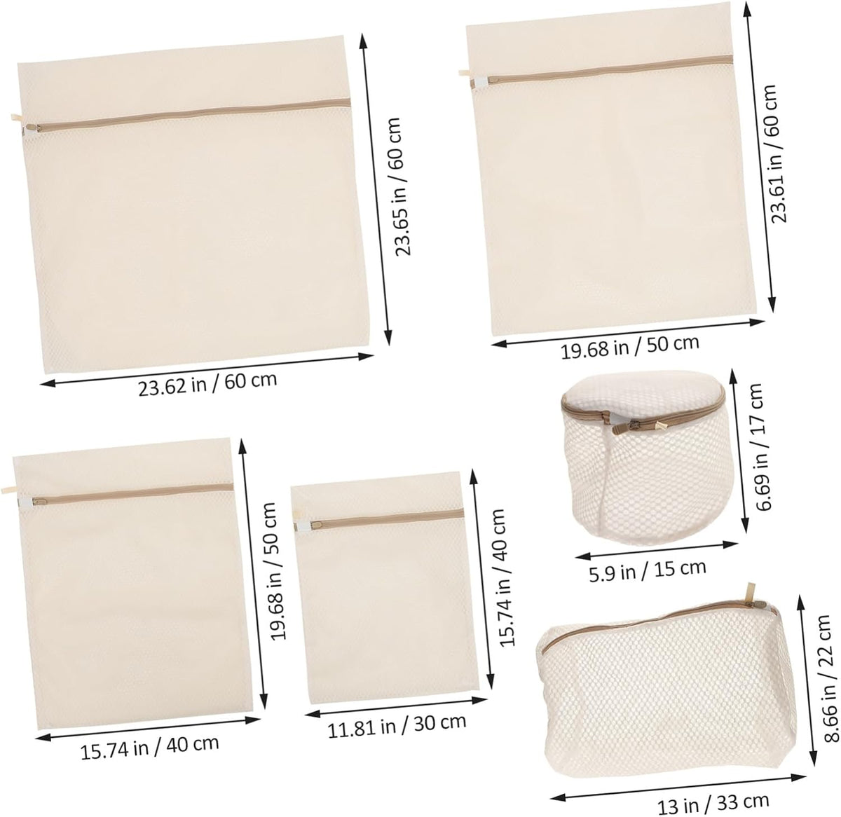 6pcs Mesh Laundry Bags with Zipper for Delicate Clothes Washing Clothing Organizer for Underwear Socks Gloves Protective Washing Machine Bags for Travel and Home Use